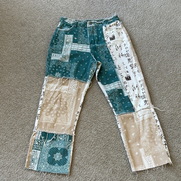 SHEIN Denim - SHEIN Distressed Patchwork Jeans